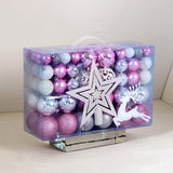 102 Pieces Christmas Balls Star Deer Ornaments Set for Home Wedding Birthday Pink White Silver