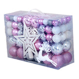 102 Pieces Christmas Balls Star Deer Ornaments Set for Home Wedding Birthday Pink White Silver