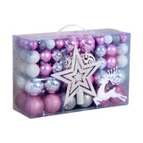 102 Pieces Christmas Balls Star Deer Ornaments Set for Home Wedding Birthday Pink White Silver