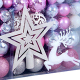 102 Pieces Christmas Balls Star Deer Ornaments Set for Home Wedding Birthday Pink White Silver