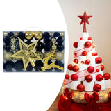 102 Pieces Christmas Balls Star Deer Ornaments Set for Home Wedding Birthday Black Gold