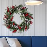 Christmas Wreath Creative Hanger Rustic Winter Wreath for Patio Wall Outdoor 55cm Dia