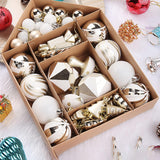 52 Pieces Christmas Ball Ornaments Xmas Decor for Indoor Engagement Birthday Gold