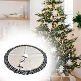 Christmas Tree Skirt Christmas Tree Decoration for Hotel Home Party Supplies Black White 122cm