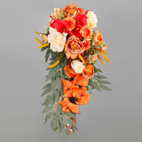 Wedding Bouquet Fake Flowers Romantic Fall Teardrop Elegant Drop Shape