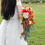 Wedding Bouquet Fake Flowers Romantic Fall Teardrop Elegant Drop Shape