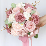 Wedding Roses Bouquet Decor Bridal Bouquet for Weddings Engagement Valentines Pink