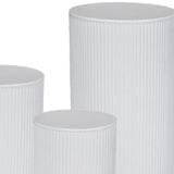 3 Pieces Cylinder Pedestal Stands Decorative Background Cake Cylinder Stands White