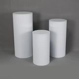 3Pcs Cylinder Pedestal Stands Metal Party Decorations Display Plinth Pillars White