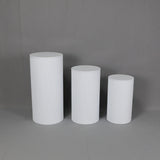 3Pcs Cylinder Pedestal Stands Metal Party Decorations Display Plinth Pillars White