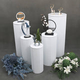 3Pcs Cylinder Pedestal Stands Metal Party Decorations Display Plinth Pillars White