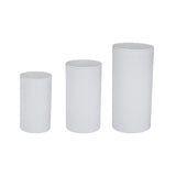 3Pcs Cylinder Pedestal Stands Metal Party Decorations Display Plinth Pillars White