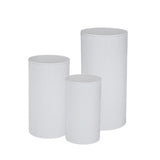 3Pcs Cylinder Pedestal Stands Metal Party Decorations Display Plinth Pillars White