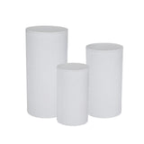 3Pcs Cylinder Pedestal Stands Metal Party Decorations Display Plinth Pillars White