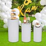 3Pcs Cylinder Pedestal Stands Metal Party Decorations Display Plinth Pillars White