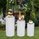 3Pcs Cylinder Pedestal Stands Metal Party Decorations Display Plinth Pillars White