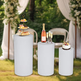 3Pcs Cylinder Pedestal Stands Metal Party Decorations Display Plinth Pillars White