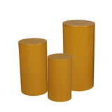 3Pcs Cylinder Pedestal Stands Metal Party Decorations Display Plinth Pillars Gold