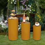 3Pcs Cylinder Pedestal Stands Metal Party Decorations Display Plinth Pillars Gold