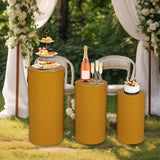 3Pcs Cylinder Pedestal Stands Metal Party Decorations Display Plinth Pillars Gold