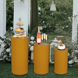 3Pcs Cylinder Pedestal Stands Metal Party Decorations Display Plinth Pillars Gold