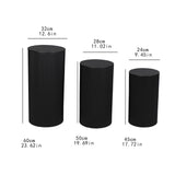 3Pcs Cylinder Pedestal Stands Metal Party Decorations Display Plinth Pillars Black