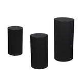 3Pcs Cylinder Pedestal Stands Metal Party Decorations Display Plinth Pillars Black