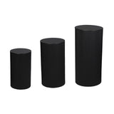 3Pcs Cylinder Pedestal Stands Metal Party Decorations Display Plinth Pillars Black