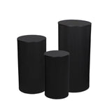 3Pcs Cylinder Pedestal Stands Metal Party Decorations Display Plinth Pillars Black