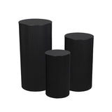 3Pcs Cylinder Pedestal Stands Metal Party Decorations Display Plinth Pillars Black