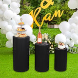 3Pcs Cylinder Pedestal Stands Metal Party Decorations Display Plinth Pillars Black