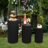 3Pcs Cylinder Pedestal Stands Metal Party Decorations Display Plinth Pillars Black