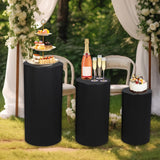 3Pcs Cylinder Pedestal Stands Metal Party Decorations Display Plinth Pillars Black