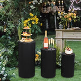 3Pcs Cylinder Pedestal Stands Metal Party Decorations Display Plinth Pillars Black