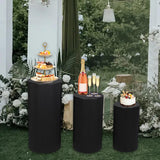 3Pcs Cylinder Pedestal Stands Metal Party Decorations Display Plinth Pillars Black