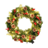 Christmas Wreath with LED Lights Holiday Garland for Front Door Outdoor Wall 30cm