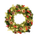 Christmas Wreath with LED Lights Holiday Garland for Front Door Outdoor Wall 30cm