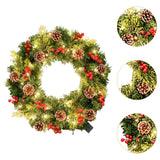 Christmas Wreath with LED Lights Holiday Garland for Front Door Outdoor Wall 30cm