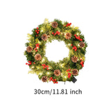 Christmas Wreath with LED Lights Holiday Garland for Front Door Outdoor Wall 30cm