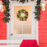 Christmas Wreath with LED Lights Holiday Garland for Front Door Outdoor Wall 40cm