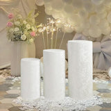 3Pcs Cylinder Pedestal Stand Covers Decoration Tablecloth Plinth Stand Cover White