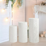 3Pcs Cylinder Pedestal Stand Covers Decoration Tablecloth Plinth Stand Cover White