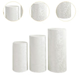 3Pcs Cylinder Pedestal Stand Covers Decoration Tablecloth Plinth Stand Cover White