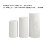 3Pcs Cylinder Pedestal Stand Covers Decoration Tablecloth Plinth Stand Cover White