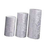 3Pcs Cylinder Pedestal Stand Covers Decoration Tablecloth Plinth Stand Cover Silver