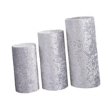 3Pcs Cylinder Pedestal Stand Covers Decoration Tablecloth Plinth Stand Cover Silver