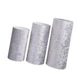 3Pcs Cylinder Pedestal Stand Covers Decoration Tablecloth Plinth Stand Cover Silver