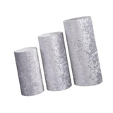 3Pcs Cylinder Pedestal Stand Covers Decoration Tablecloth Plinth Stand Cover Silver