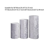 3Pcs Cylinder Pedestal Stand Covers Decoration Tablecloth Plinth Stand Cover Silver