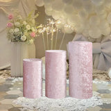 3Pcs Cylinder Pedestal Stand Covers Decoration Tablecloth Plinth Stand Cover Pink